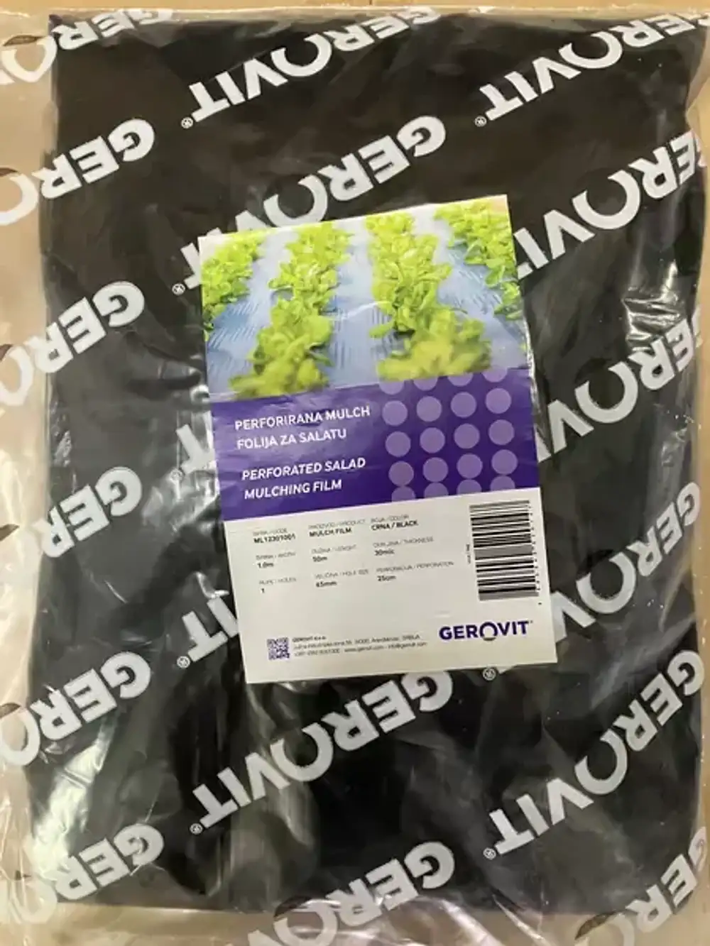 Пленка мульчирующая перфорированная, ширина 1м, 1стр, 25см, 50м Gerovit