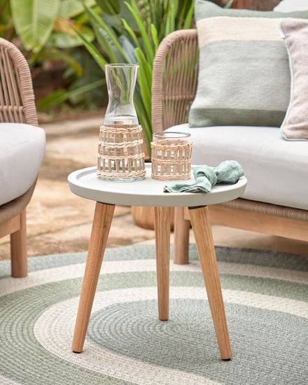 3-местный диван Catalina из бежевой веревки и массива акации