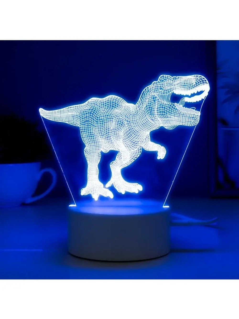 Светильник сенсорный «Тираннозавр» LED 7 USB/от батареек бел
