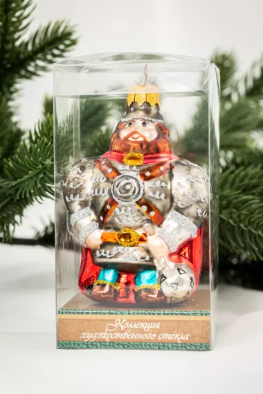 Елочное украшение Богатырь, стекло, 10 см., 1 шт., Витус (А412)