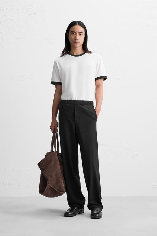 ZARA БРЮКИ-ДЖОГГЕРЫ RELAXED FIT, ЧЕРНЫЙ