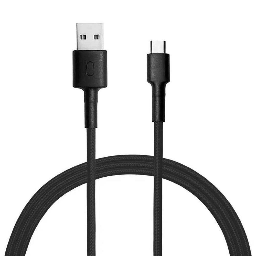 Кабель с оплёткой Xiaomi Mi USB-C — USB-A (1 м) (версия Global), Чёрный