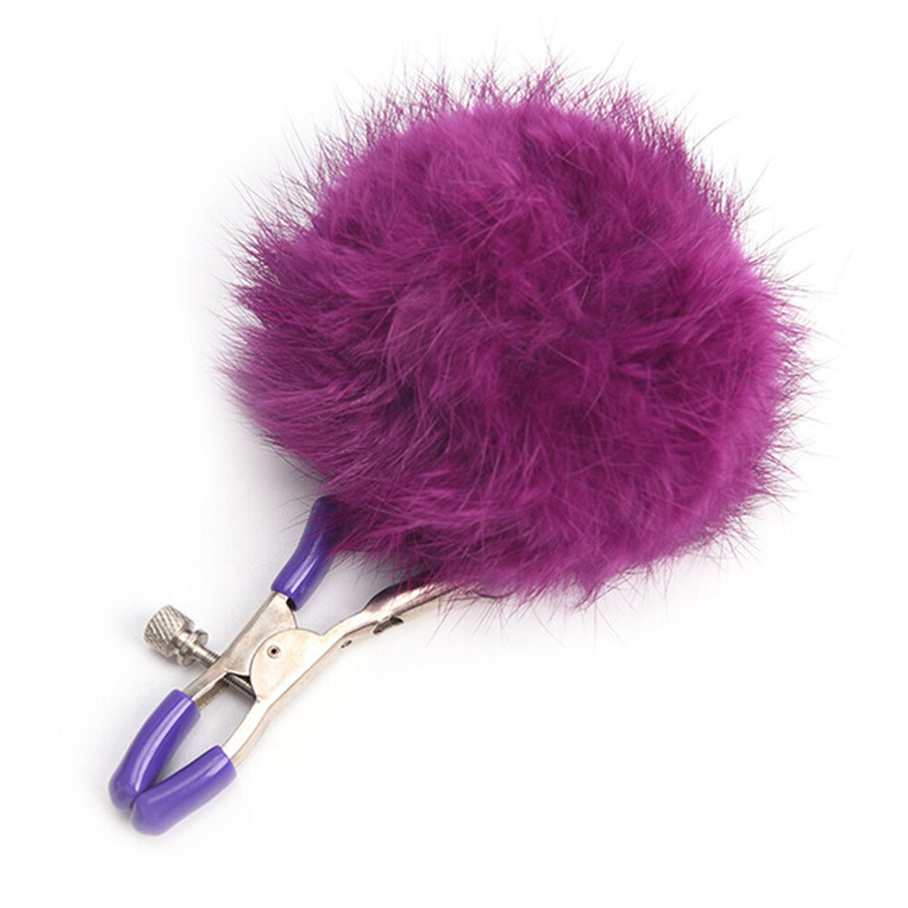 Регулируемые зажимы для сосков с фиолетовым пушком (Цвет: фиолетовый)