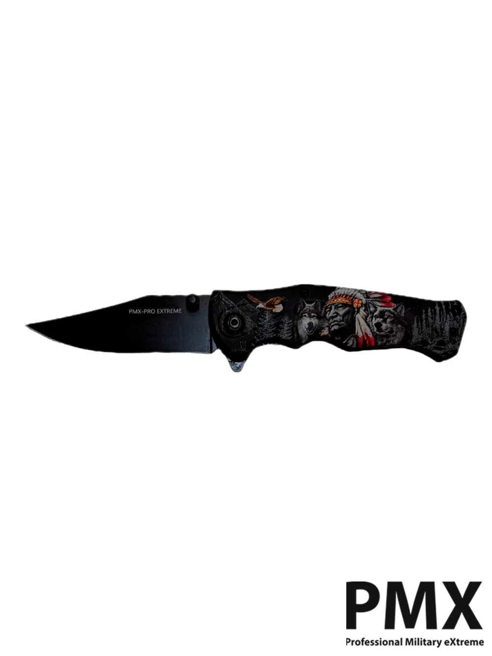 Нож складной PMX-PRO Extreme Special Series (PMX-050B) сталь AUS8. С индейцем и волками
