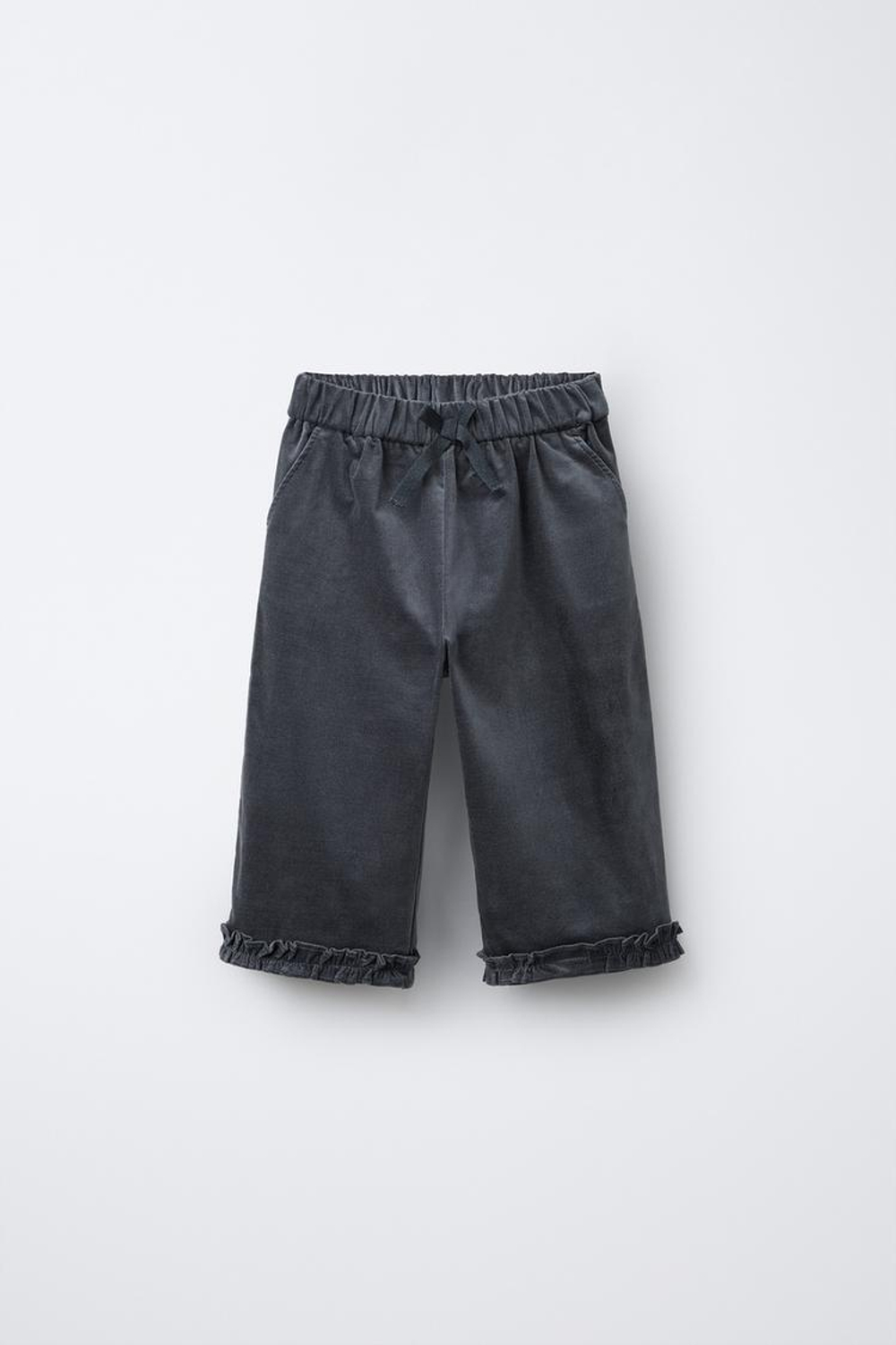 ZARA БАРХАТНЫЕ БРЮКИ-КЮЛОТЫ, СЕРО-СИНИЙ