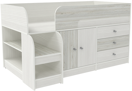 Кровать-чердак КарИВи Астра 9, 1 Белое Дерево Винтерберг