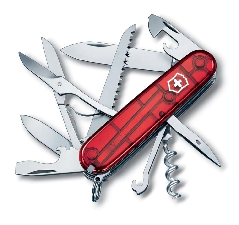 Нож Victorinox Huntsman прозрачный красный, 1.3713.T