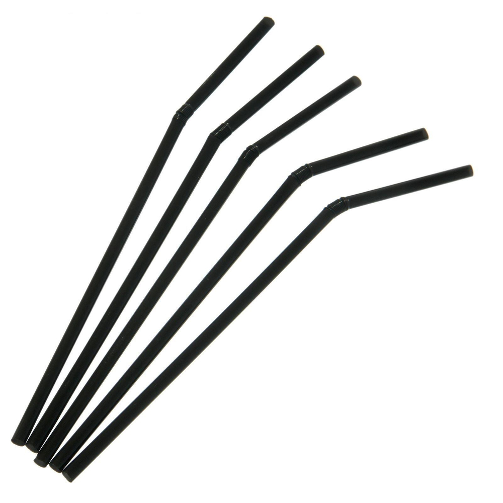 Трубочки для коктейля с изгибом черные 5*240 мм в индивидуальной упаковке, 50шт