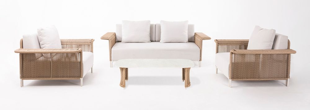 "Мальдивы" лаунж-зона из искусственного ротанга, цвет соломенный