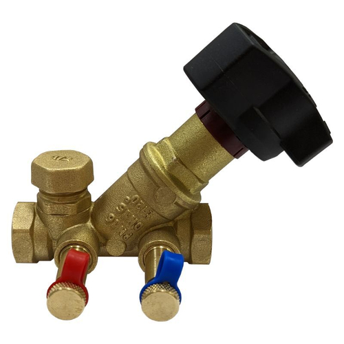 Клапан балансировочный латунный DN 32 PN 16 наклонный Kv 12,83 м3/ч муфта-муфта, с измерительными ниппелями, дренажный STAD.BY-1-32