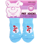 Носочки для животных «LAPUSIK», принт Снеговичок, цвет голубой, размер m, 3см