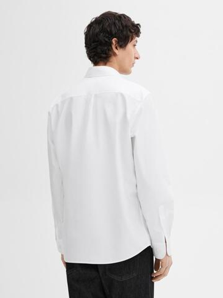 Massimo Dutti РУБАШКА КЛАССИЧЕСКОГО КРОЯ ИЗ 100% ХЛОПКА, БЕЛЫЙ
