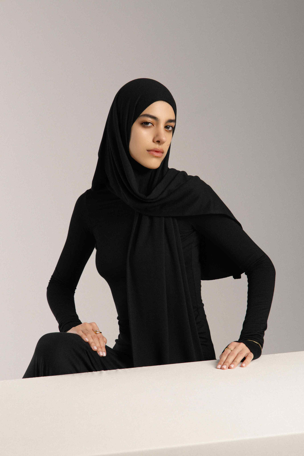 Хиджаб Молик двухслойный черный