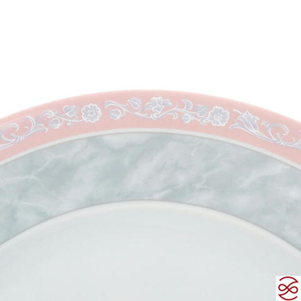 Набор тарелок Thun Яна Серый мрамор с розовым кантом 25 см (6 шт)