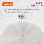 Кастрюля нерж, 2 л, с крыш, крыш стекло, силиконовые ручки, кругл, Mallony, Felicità, 009386, индукц