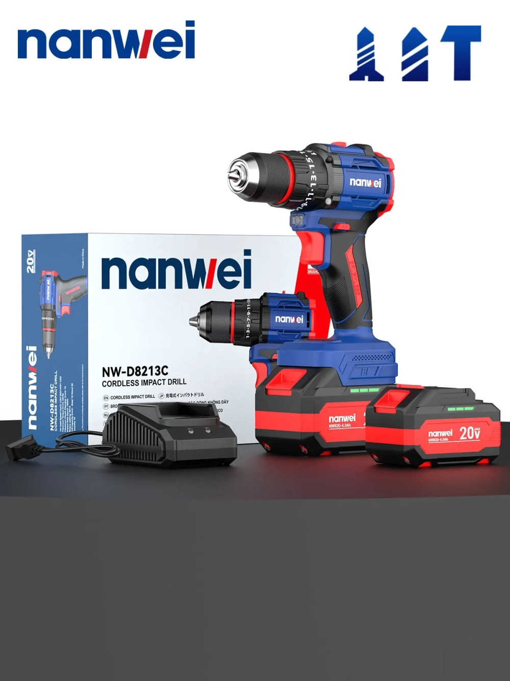 Аккумуляторный шуруповерт Nanwei NW-D8213C-4, 50 Нм, 20 В
