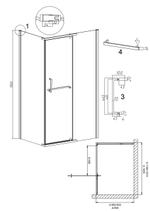 Душевое ограждение Grossman Pragma 100.K33.03.120.10.02-200.K33.03.90.10.02 (120х90х195) распашная(левая),хром,стекло шиншилла,2 места