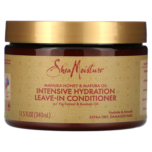 SheaMoisture, Несмываемый кондиционер для интенсивного увлажнения, мед манука и масло мафуры, для очень сухих, поврежденных волос, 340 мл (11,5 жидк. унц.)
