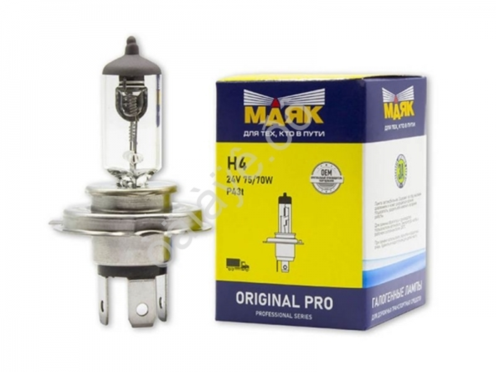 Автолампа H4 24V 75/70W МАЯК ORIGINAL PRO Р43t  (04430)