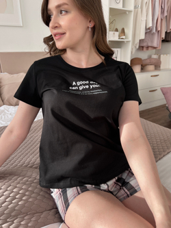 Пижама с футболкой и шортами (9010288, черный)