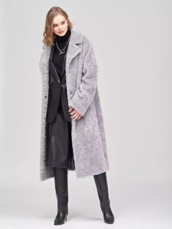 Шуба женская Чебурашка Тедди, серая, SilverFox