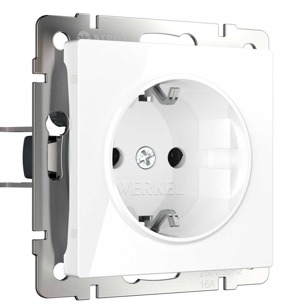 Розетка с заземлением, безвинтовой зажим Werkel белый W1171301 4690389155321