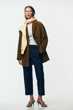 ZARA БРЮКИ С РАЗРЕЗАМИ СНИЗУ, МОРСКОЙ ТЕМНО-СИНИЙ