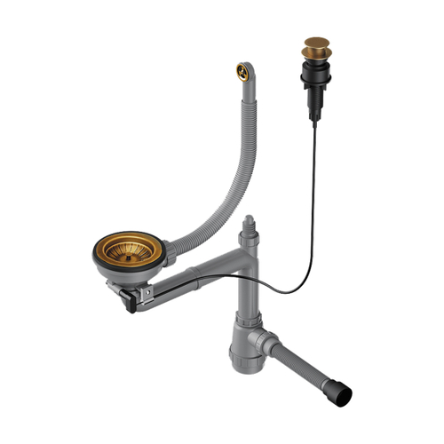 Арматура с клапаном-автоматом для полуторачашевых моек с круглым переливом Omoikiri WK-1CL-R-A-AB022