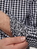 Рубашка-косоворотка Варгградъ мужская чёрно-белая клетка