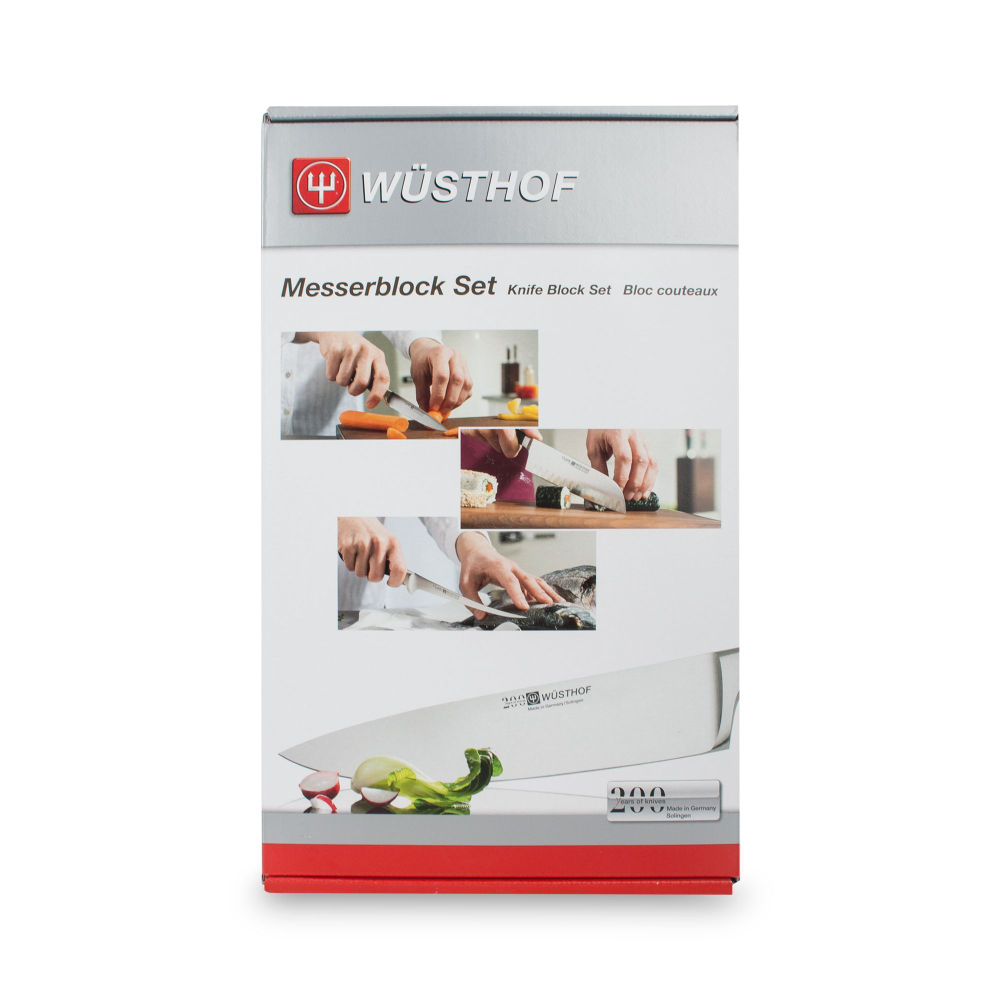 Подставка для ножей 4шт с ножницами и мусатом Wuesthof Gourmet Германия упаковка