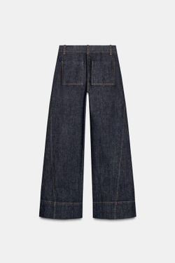 ZARA ШИРОКИЕ БРЮКИ СО ШВАМИ, ЧЕРНЫЙ