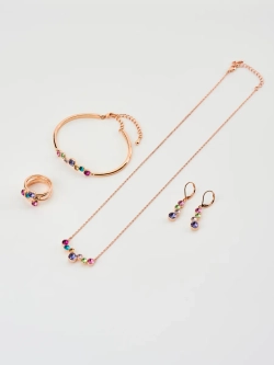 Жесткий браслет Эльза с разноцветными камнями Swarovski