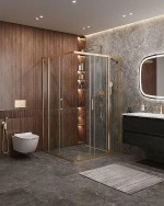Душевой уголок Cezares Molveno 130x120 AH-22-130/120-C-BORO-IV стекло прозрачное/профиль золото брашированное