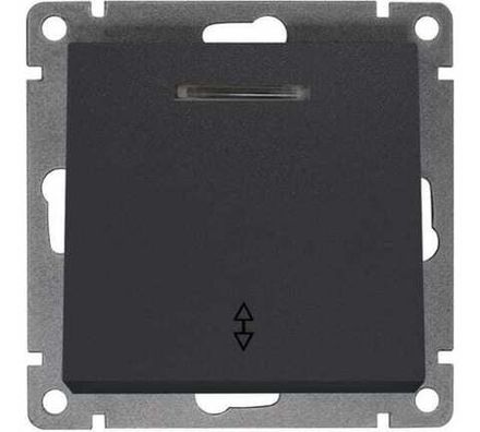 Выключатель одноклавишный проходной с подсветкой "UNIVersal" серия "Афина", с/у, 10А, 220В, графит