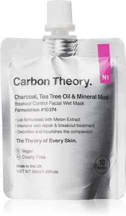 Carbon Theory Charcoal, Tea Tree Oil & Mineral Mud - Интенсивная регенерирующая маска для проблемной кожи. /   50  ml  / GTIN 634114043174
