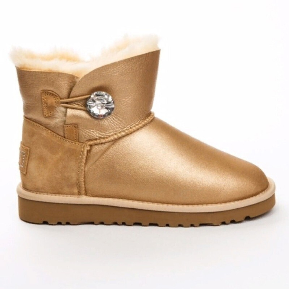 Угги Mini Bailey Button Bling Soft Gold