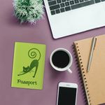 Обложка для паспорта STAFF, мягкий полиуретан, "Кошка", салатовая, 237614