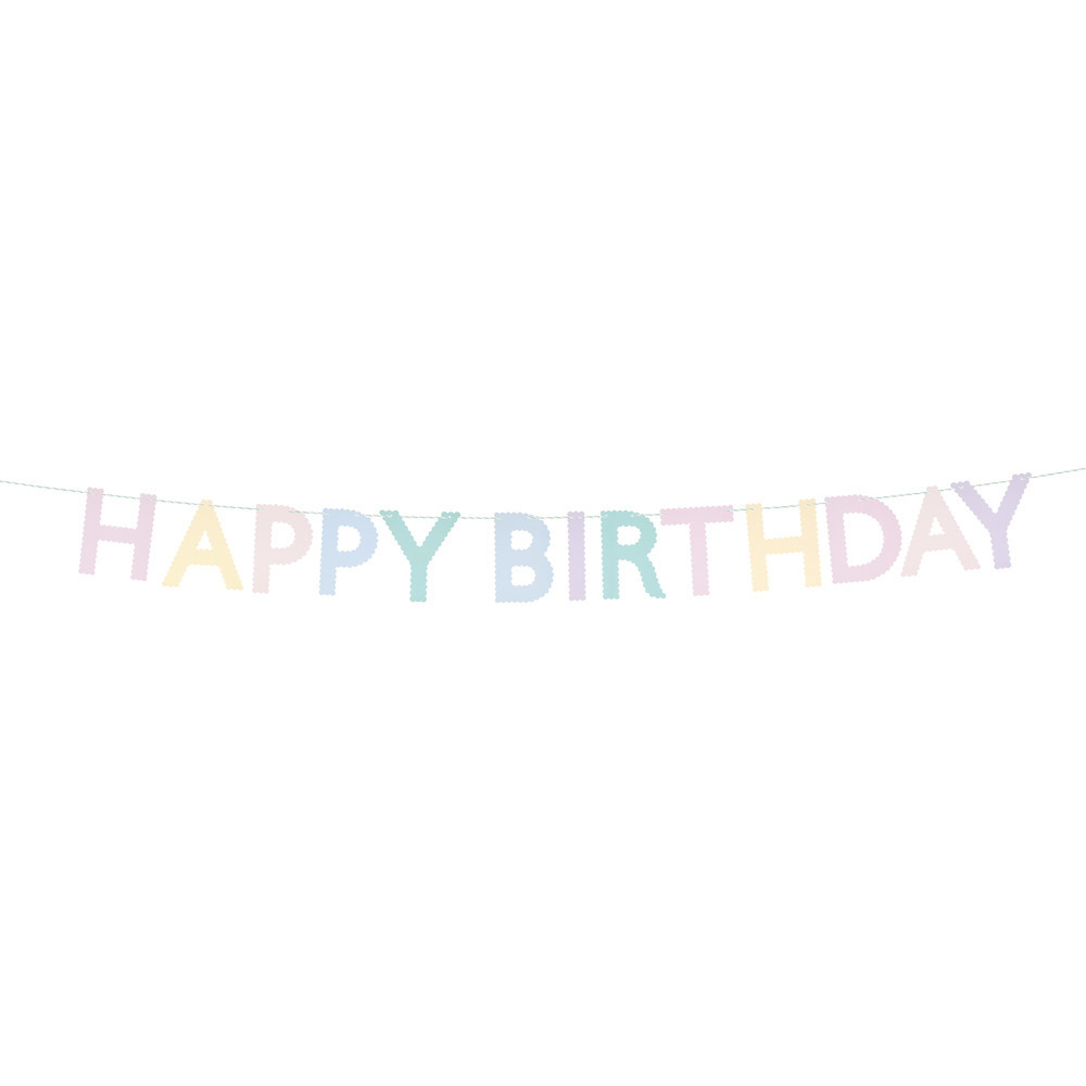 Гирлянда пастельная "Happy Birthday" 1.8 м