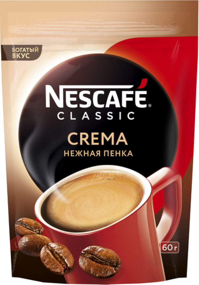 Кофе растворимый Nescafe Classic Crema с пенкой, пакет 60 г