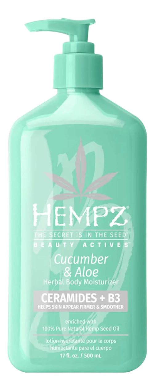 Hempz Молочко для тела с церамидами и В3 Огурец и Алое-Beauty Actives Cucumber & Aloe Moisturizer,500 мл