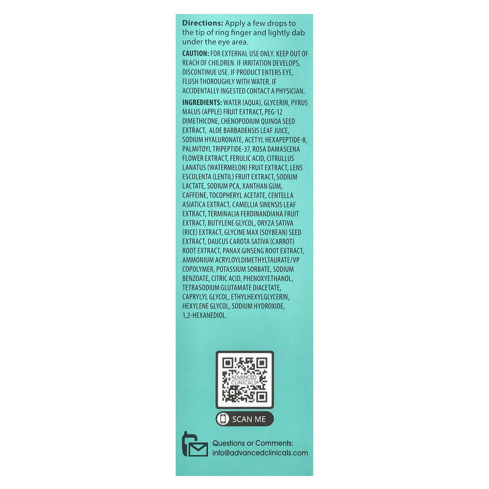 Advanced Clinicals, Puffy Eye Serum, профессиональная корректирующая сыворотка, 52 мл (1,75 жидк. унц.)