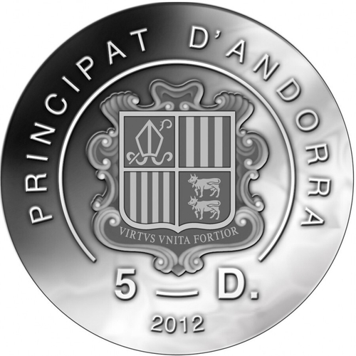5 динар Футбол Чемпионат мира по футболу Бразилия 2014 г. Андорра 2012 г. PROOF