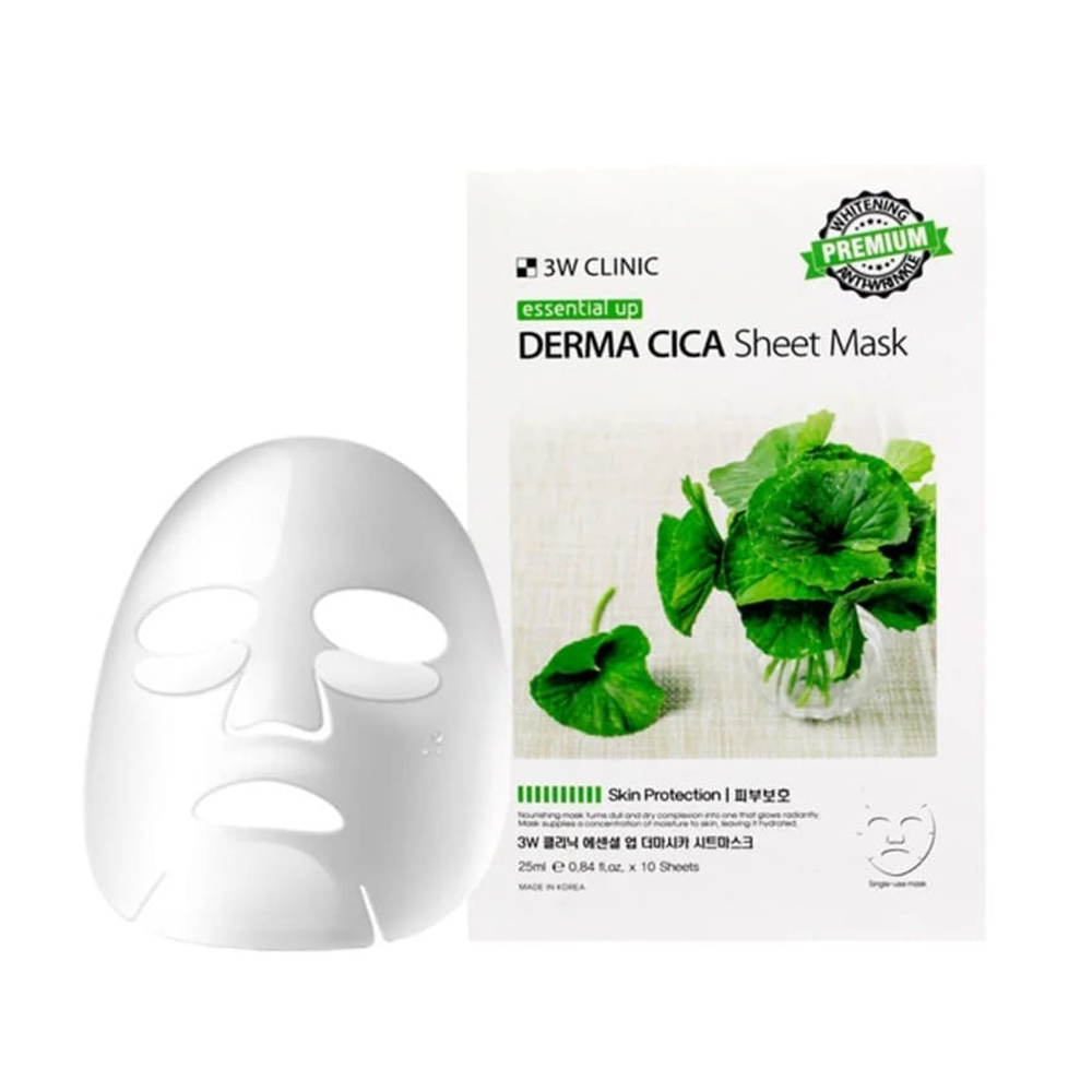 Маска для лица 3W Clinic Essential Up Derma Cica Sheet тканевая с центеллой 25 мл