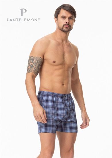 Трусы мужские семейные для больших мужчин Pantelemone PMBB-413, клетка синяя