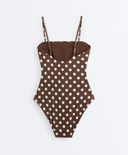 OYSHO Купальник бандо из пике в горошек, коричневый