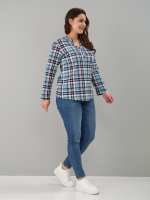 Блузка БЛ-22/клеткасерый-индигокрасный