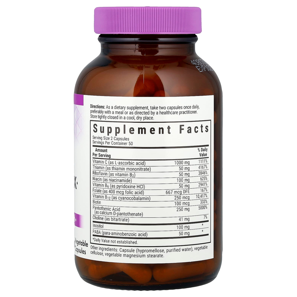Bluebonnet Nutrition, комплекс витаминов группы B для борьбы со стрессом, 100 растительных капсул