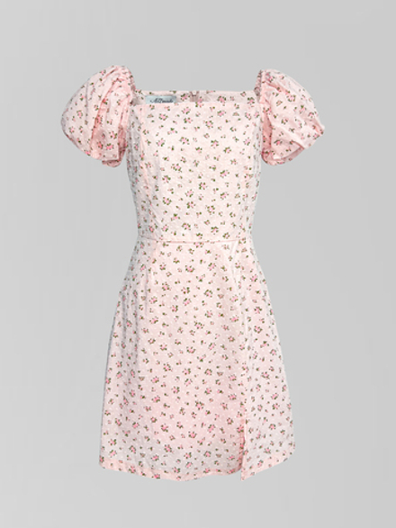 Платье AiZmode 25 короткое в цветочек с рукавом-фонариком