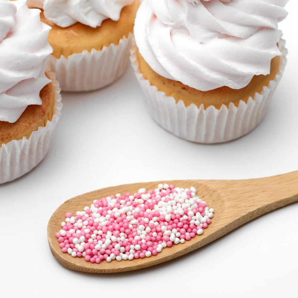 Бисер бело/розовый, 25 г