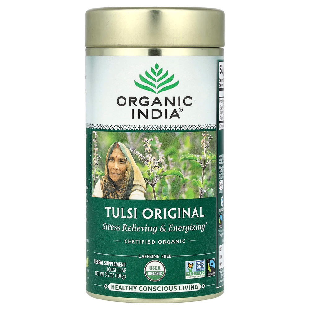Organic India, классический тулси, рассыпной чай, без кофеина, 100 г (3,5 унции)